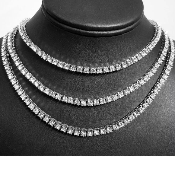 Acquire 14K White Gold Heart Cut Diamond Tennis Chain 50.20  NEW 14K White Gold Tennis Chain Choker Necklace